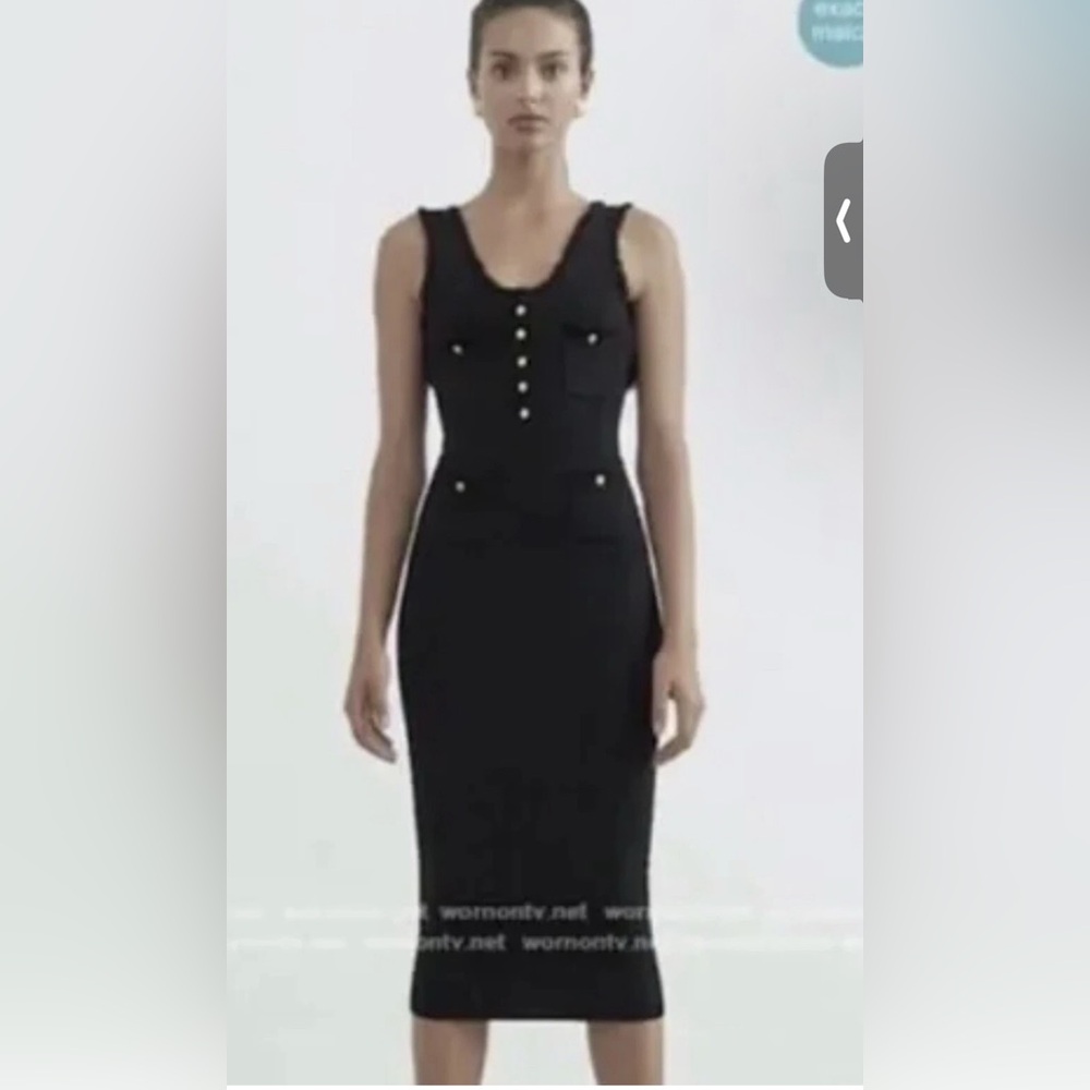 Ronny Kobo Collection Black Sheath Midi Dress gold buttons small - Picture 3 of 4